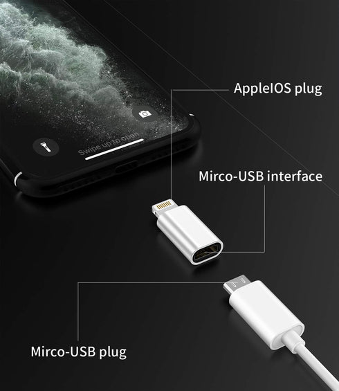 zoyuzan 3-Pack,Micro USB to Lightning Adapter,Lightning Male to Microusb Female Adapter for iPhone 5s 6 6s 7 8 Plus se2 x xr xs 12 11 Mini max pro...